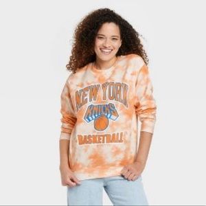 NY KNICKS tie dye orange sweater NWT